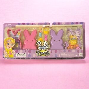 Polly Pocket Micro Doll x Peeps & 2 Playsets 7 Themed Accessories Easter Basket